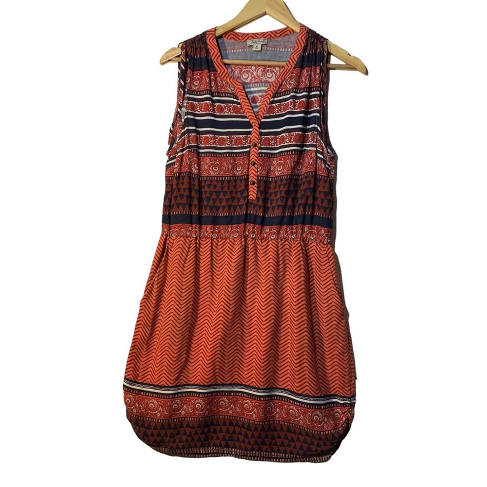 Lucky Brand Mandarin Tie Tribal sleeveless dress sz M - Picture 7 of 8